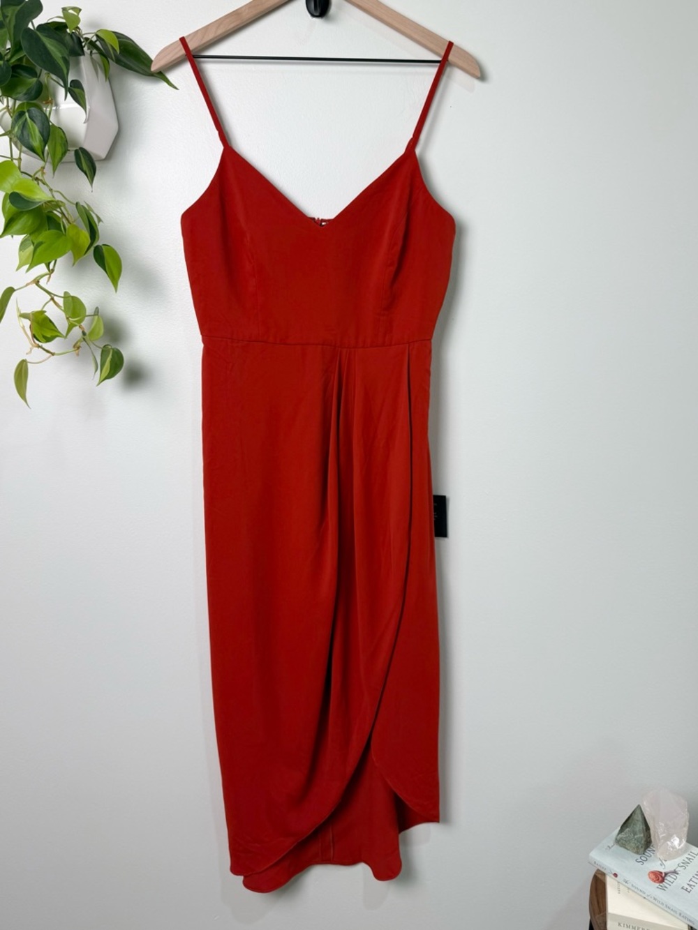 Lulus Reinette Red Midi Dress Minimalist Elegant Formal Size M Holiday Cocktail‎